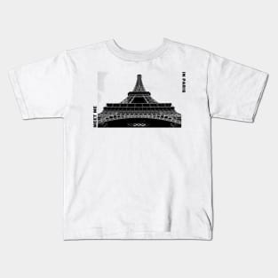 Meet Me in Paris - Black and White Kids T-Shirt